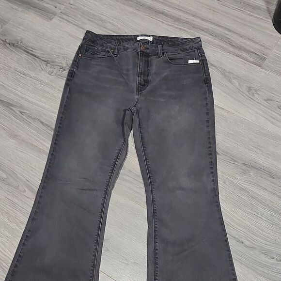 Black Washed Unpublished Raw Hem Flare Jeans - Picture 4 of 8